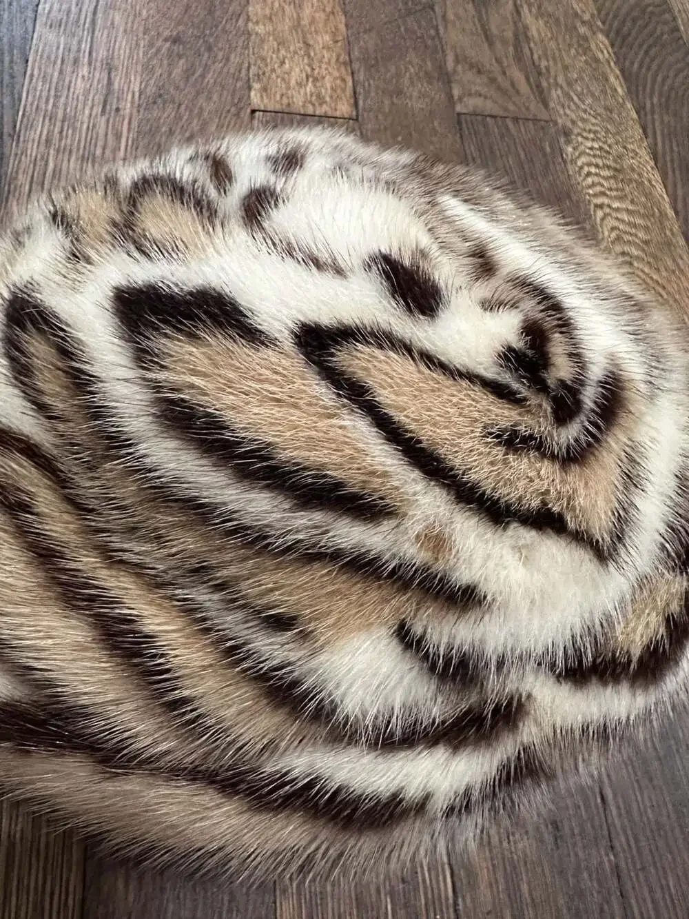 Vintage Real Fur Animal Print Beret Hat